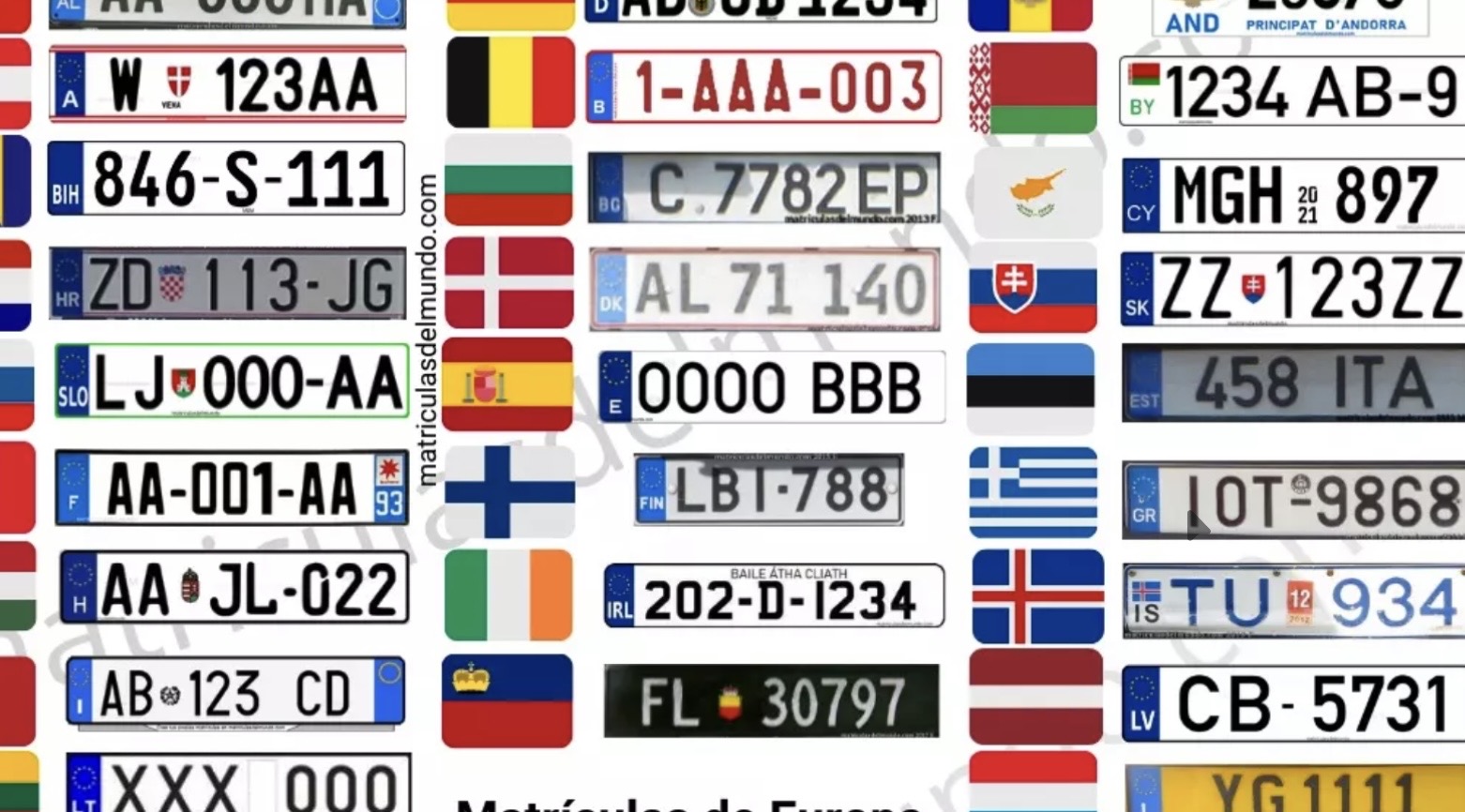 Formatos de matrícula